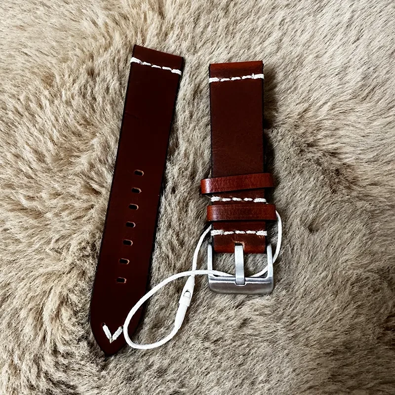 22mm Brown Leather Sweat-Resistant Watch Strap – Replacement Band